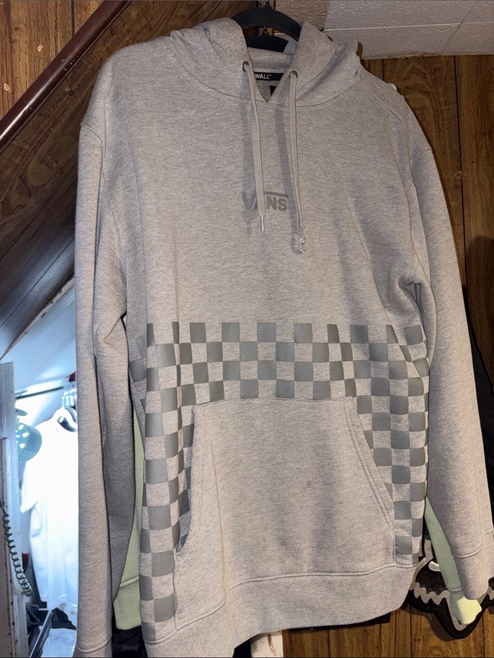 Vans Light Gray Checkerboard Pullover Hoodie